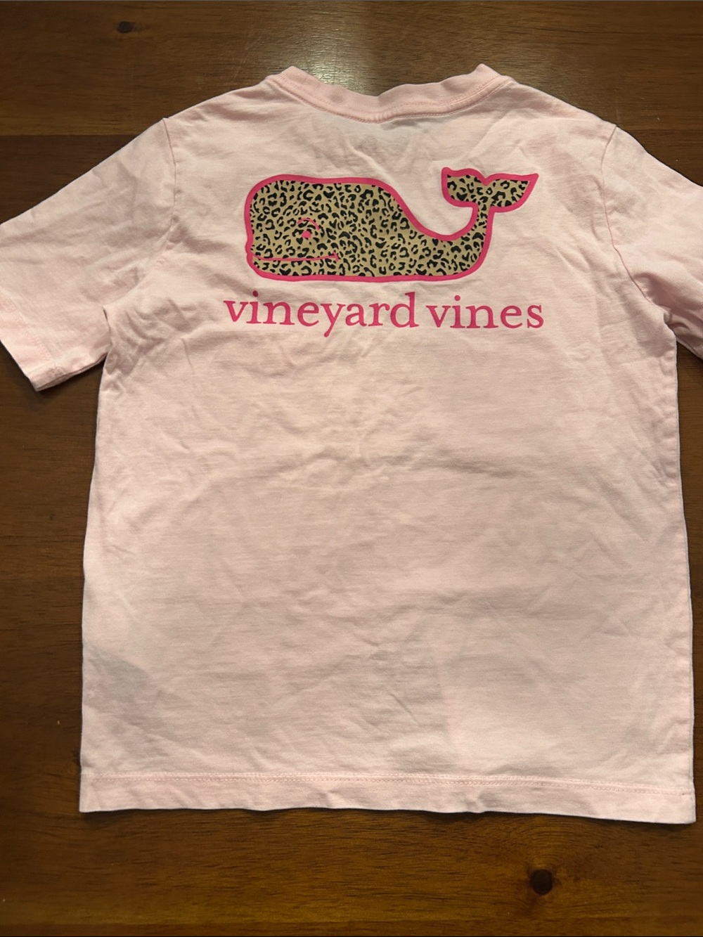 Vineyard Vines girls Light Pink Tee with Leopard Whale Graphic